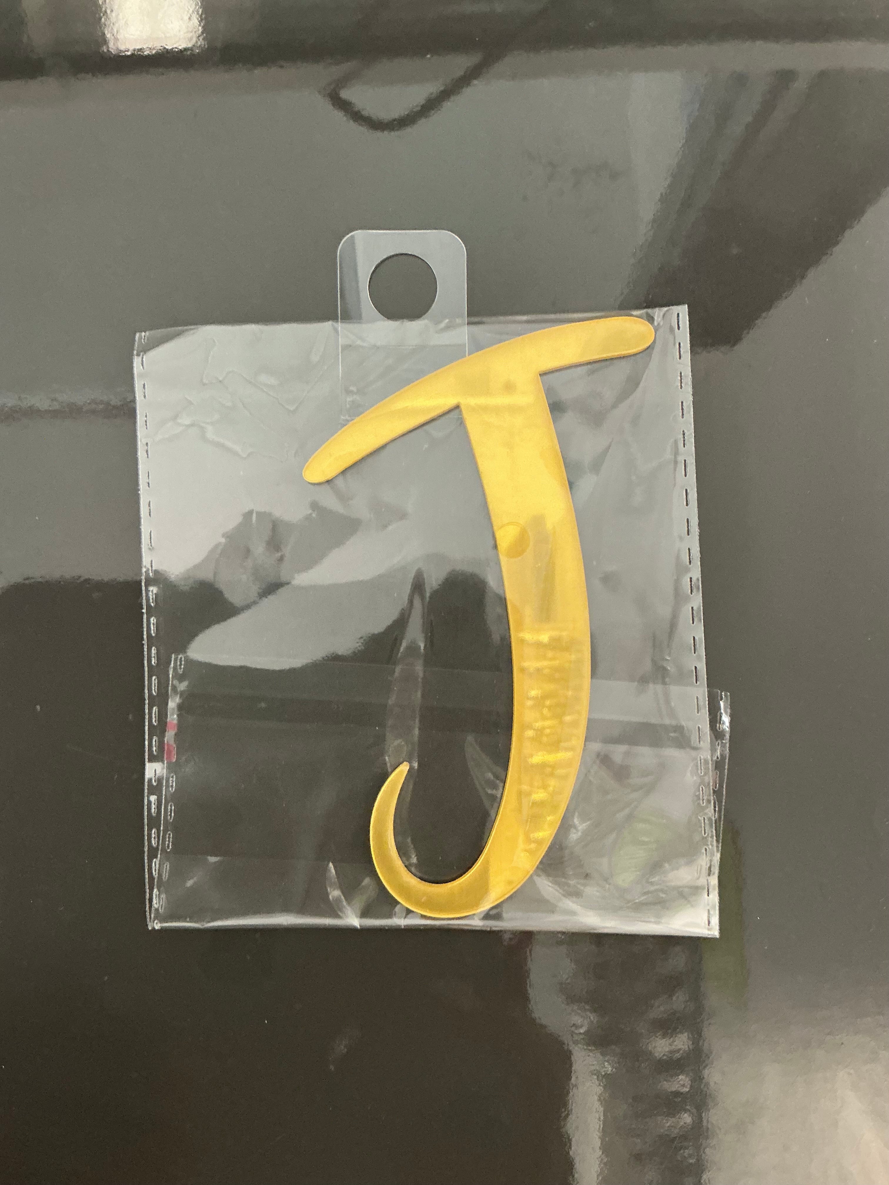4” Gold Cursive Letter Topper-J