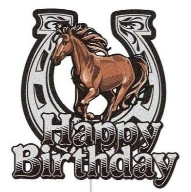 Cake Topper-Horse/Horseshoe/Happy Birthday