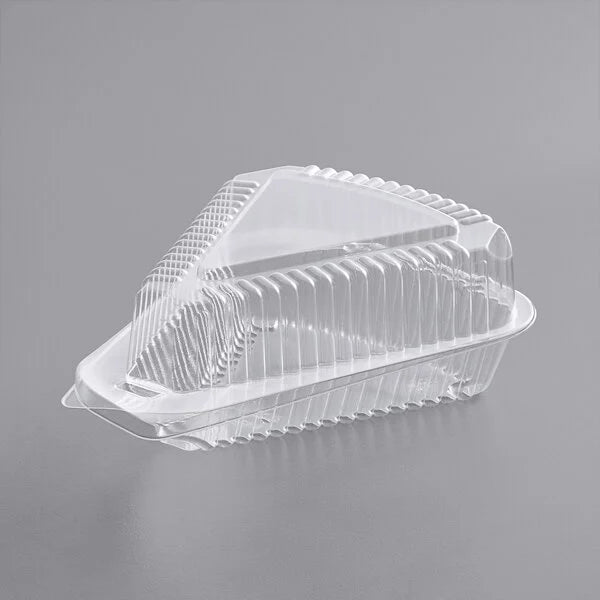 Plastic 5" Clear Hinged Slice Container with Low Dome