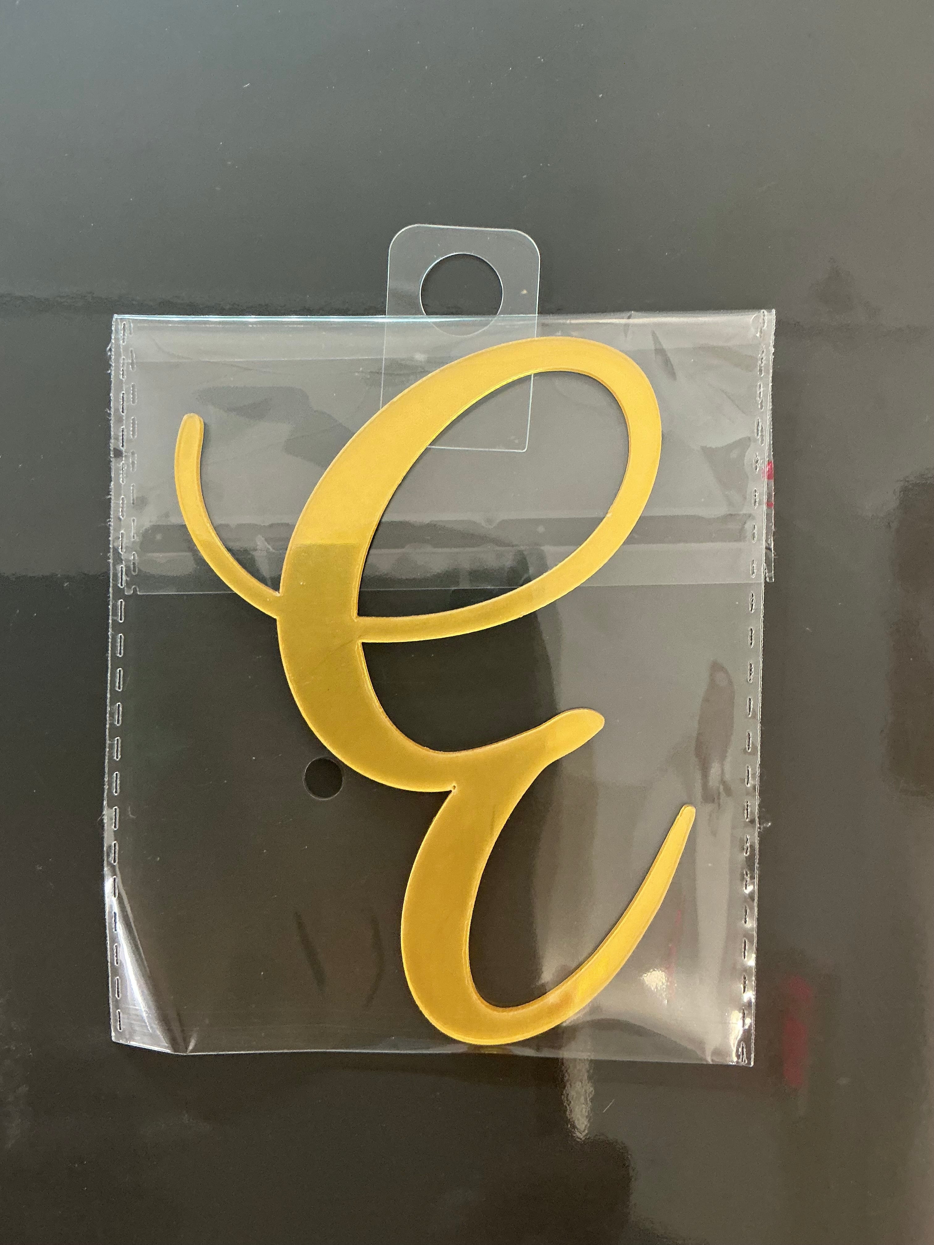 4” Gold Cursive Letter Topper-E