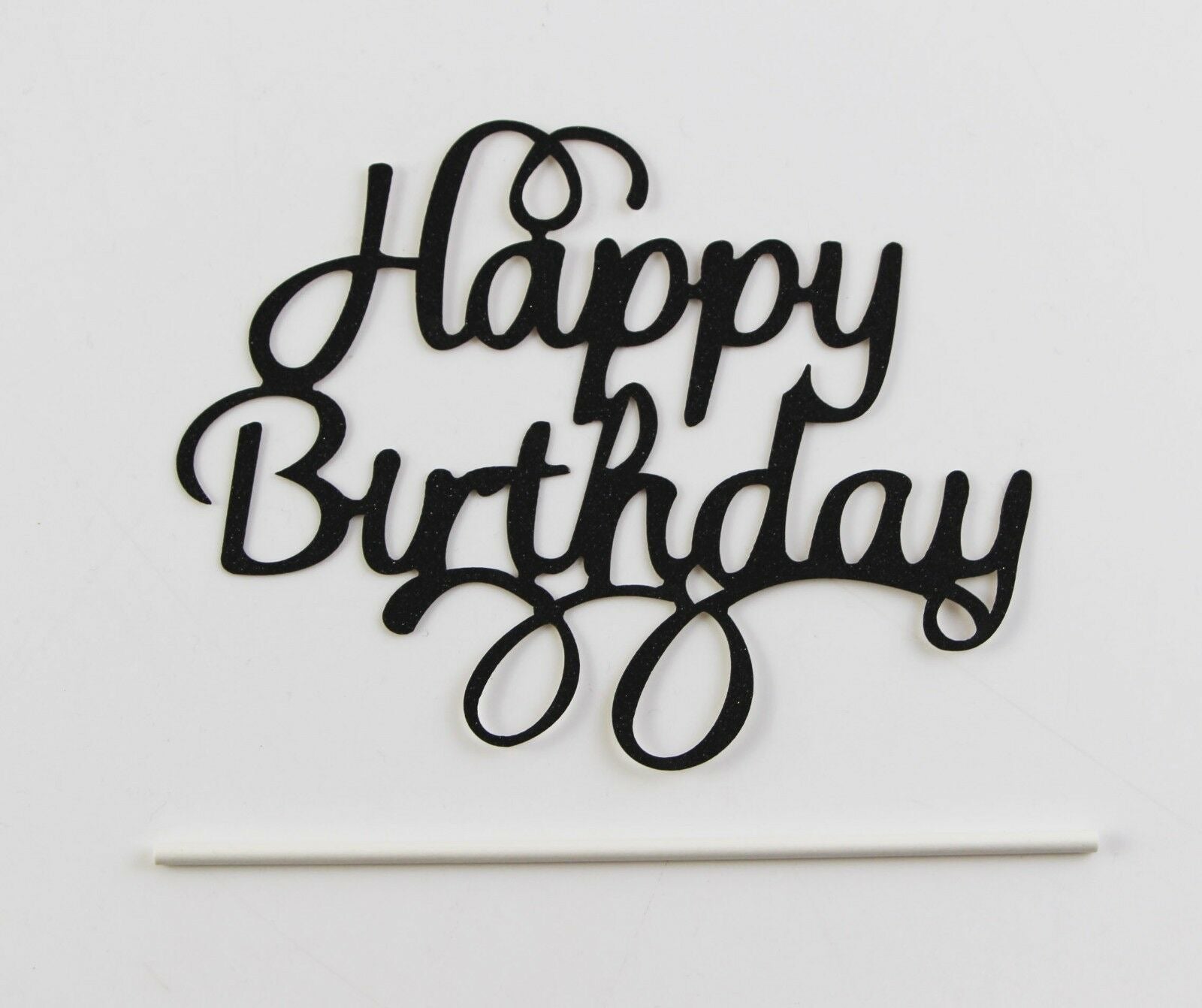 Cake Topper-Black Happy Birthday