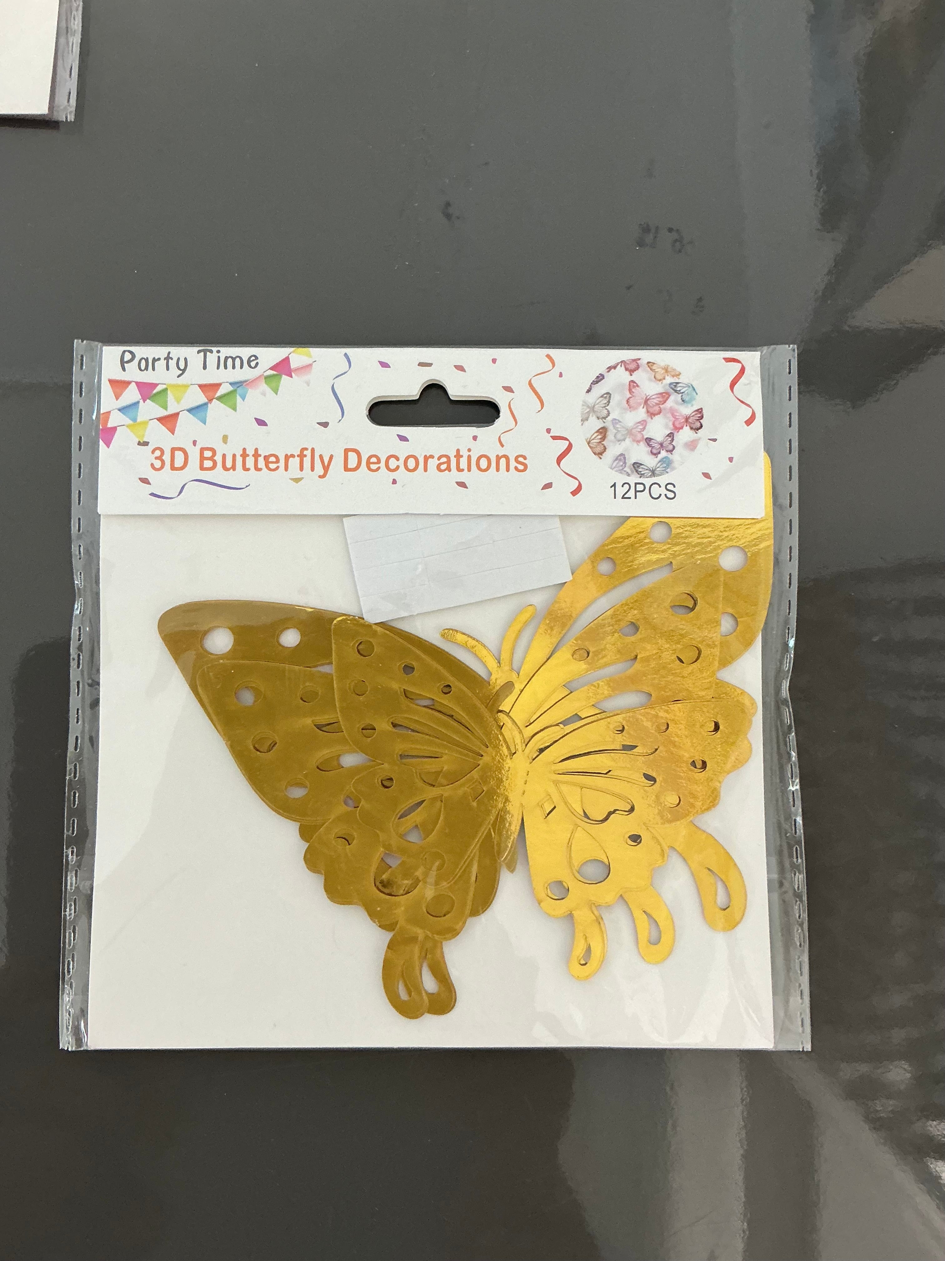 12pcs 3D Gold Butterfly’s