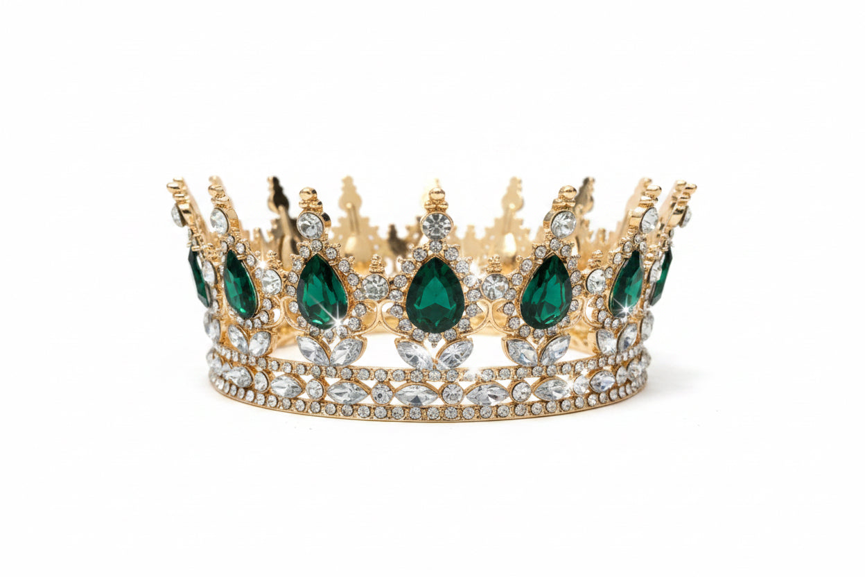 5” Rosegold/Green Rhn Crown