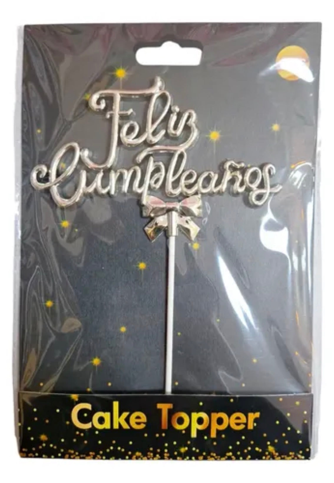 Cake Topper-Silver Feliz Cumpleanos