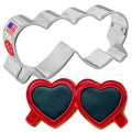 Heart Sunglasses Cookie Cutter   3.8" x 1.75" x 1"