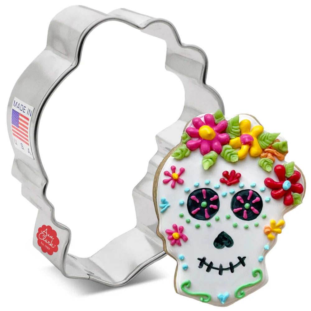 Day of the Dead Sugar Skull with Flowers Cookie Cutter 2.45" x 3.2" x 1"