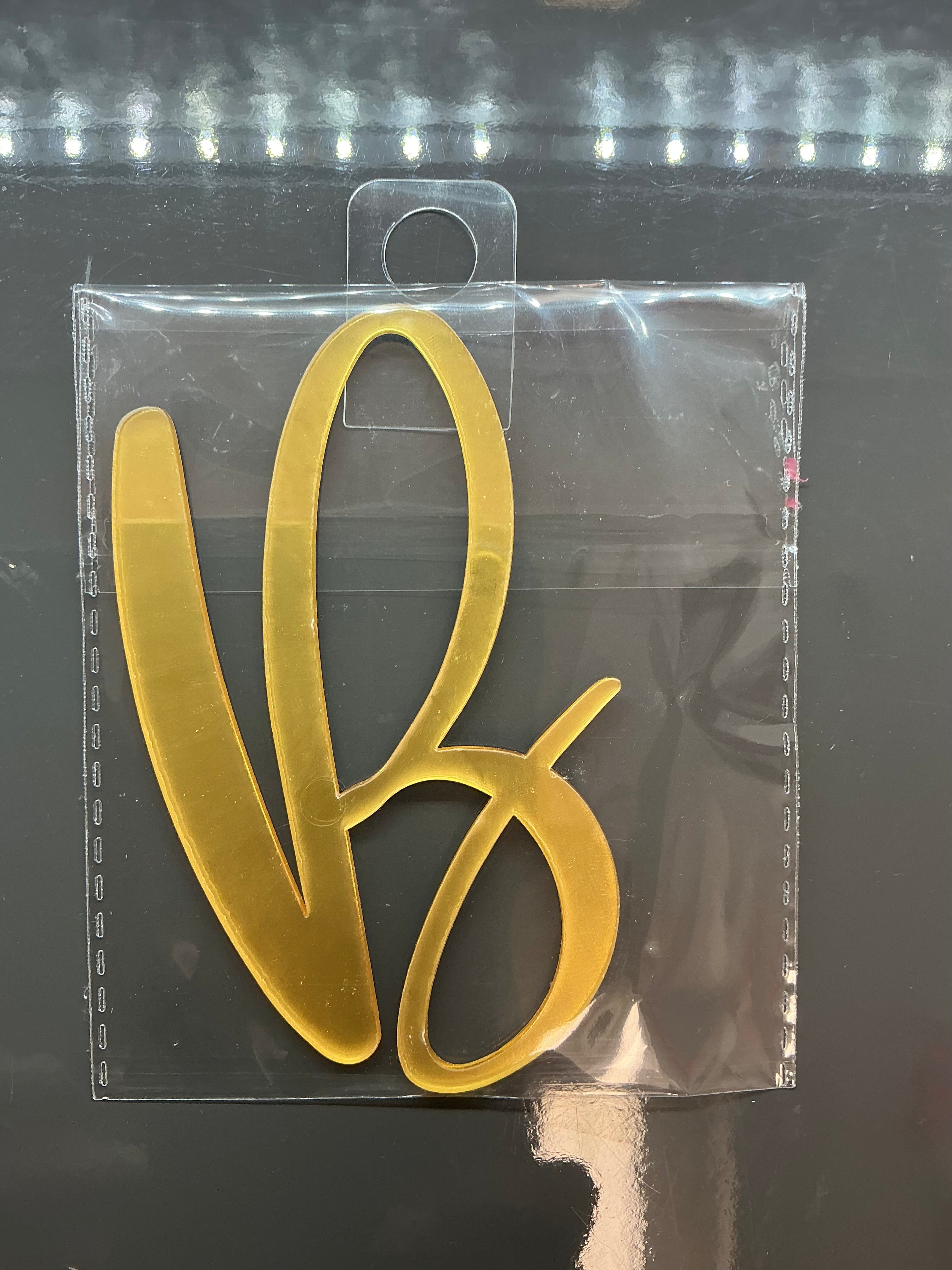 4” Gold Cursive Letter Topper-B