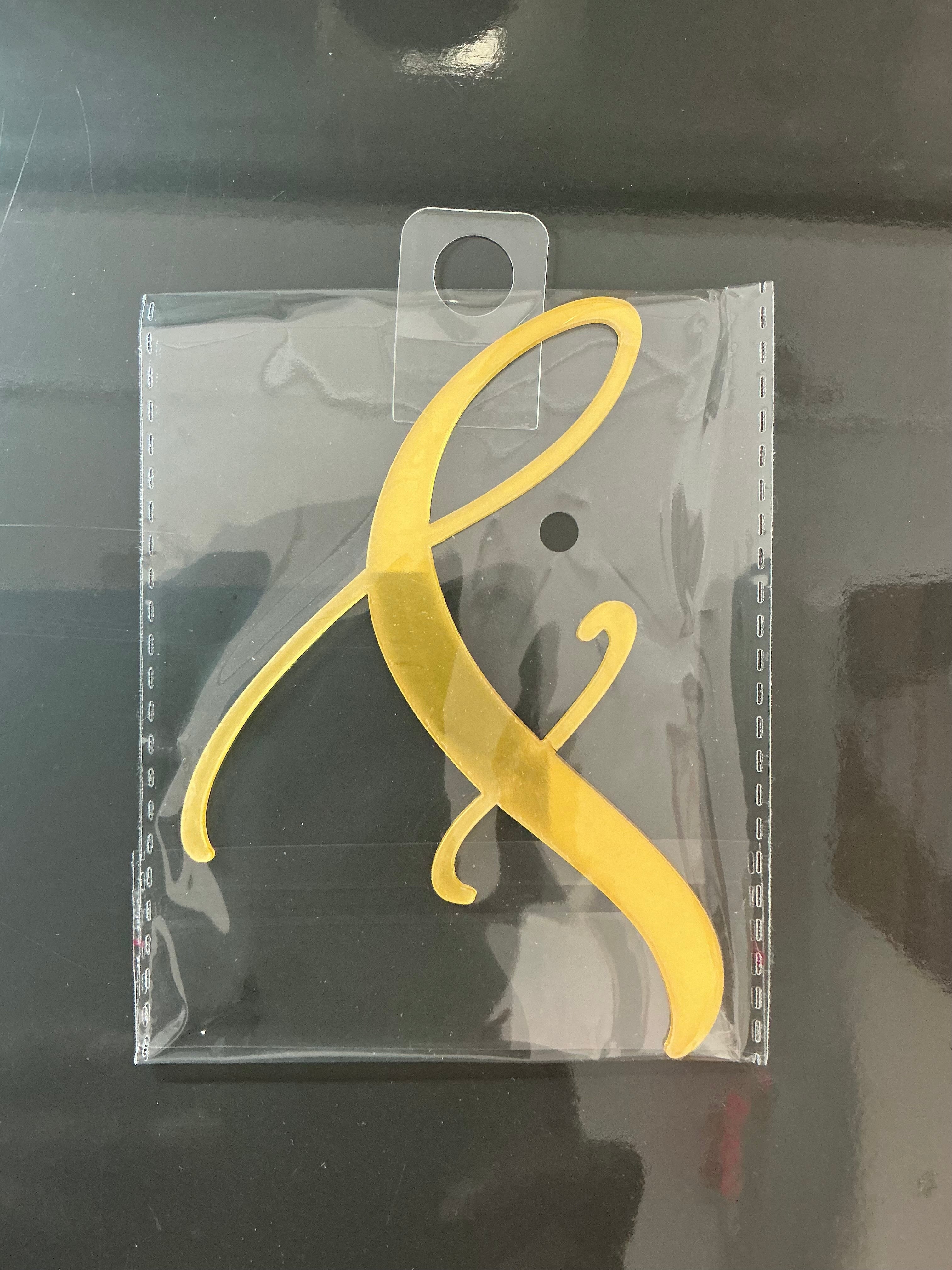 4” Gold Cursive Letter Topper-F