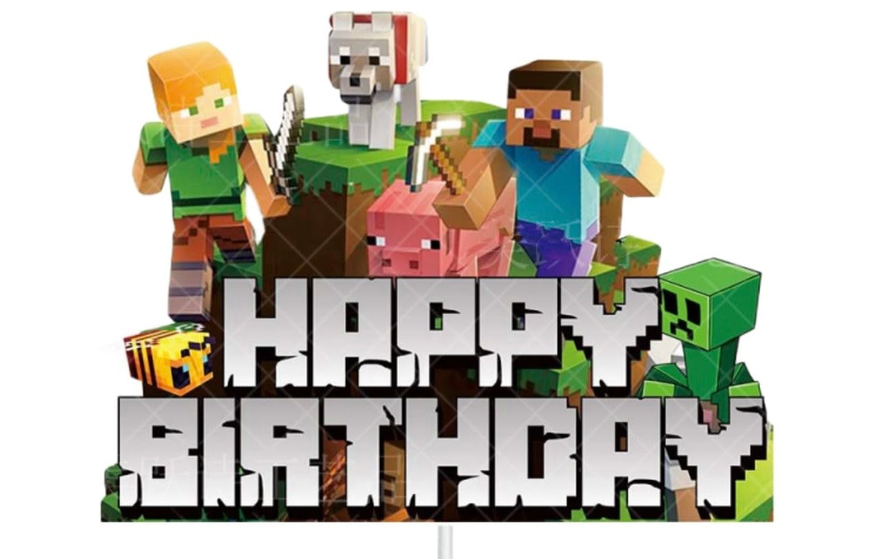 Cake Topper-Minecraft Happy Birthday