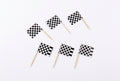 Cupcake Toppers Checkered Finish Line Flag 24ct