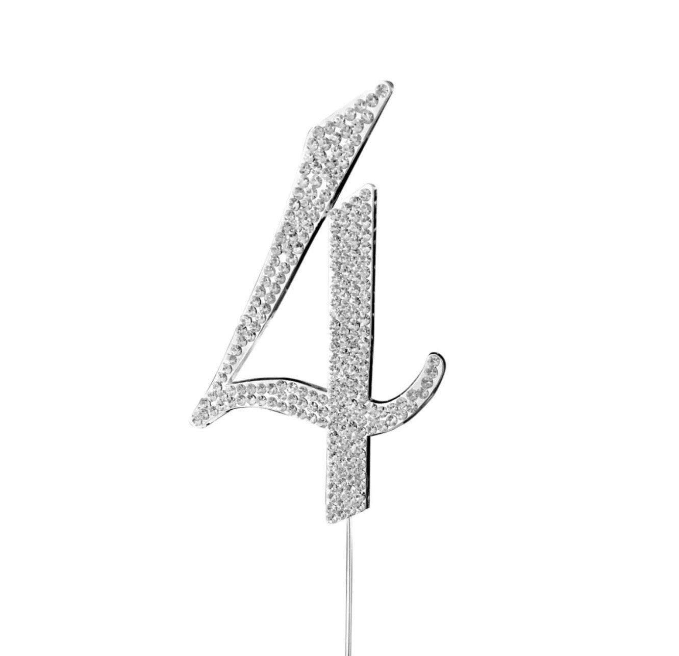 Silver Rhinestone Number-4