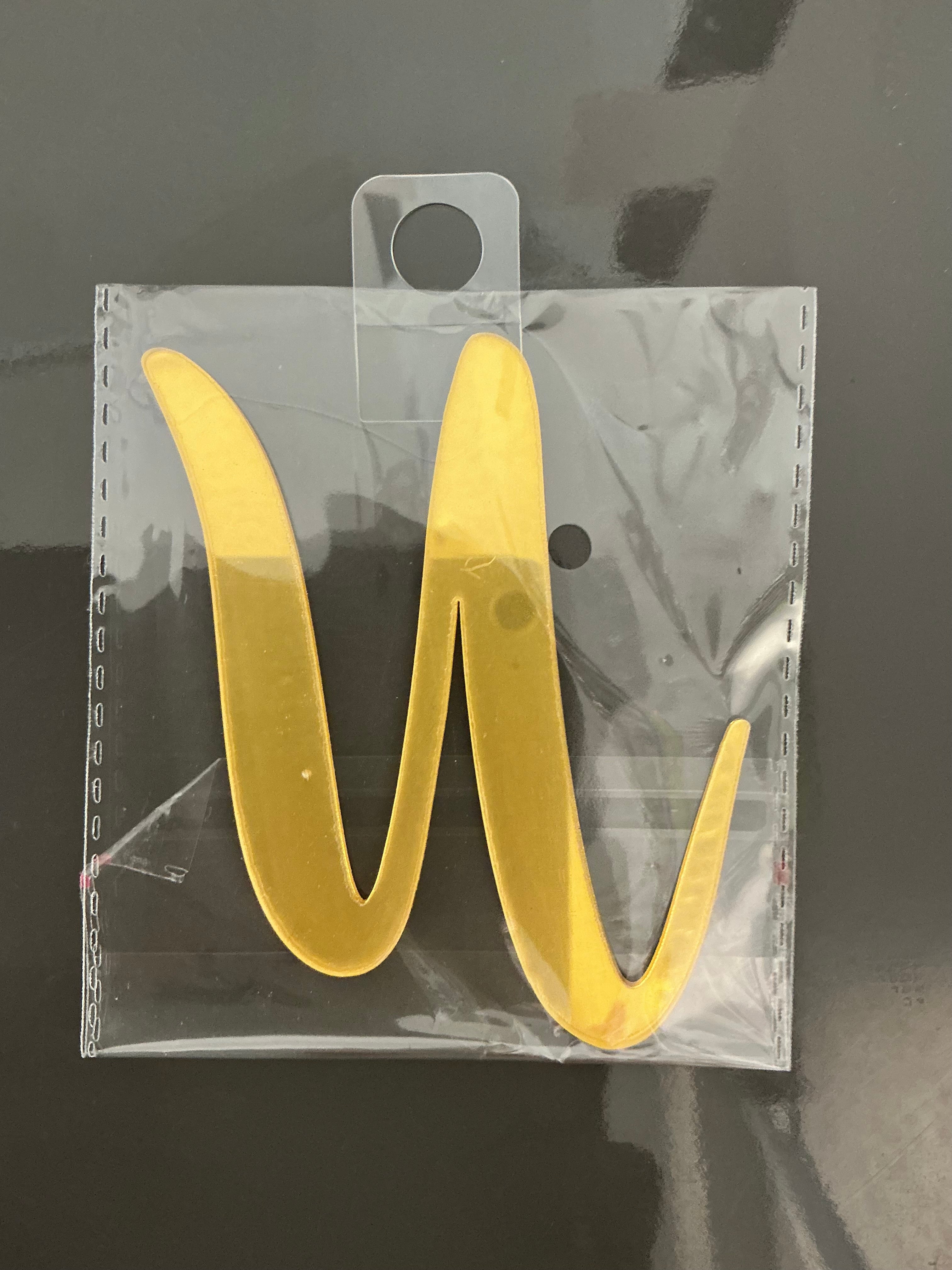4” Gold Cursive Letter Topper-U