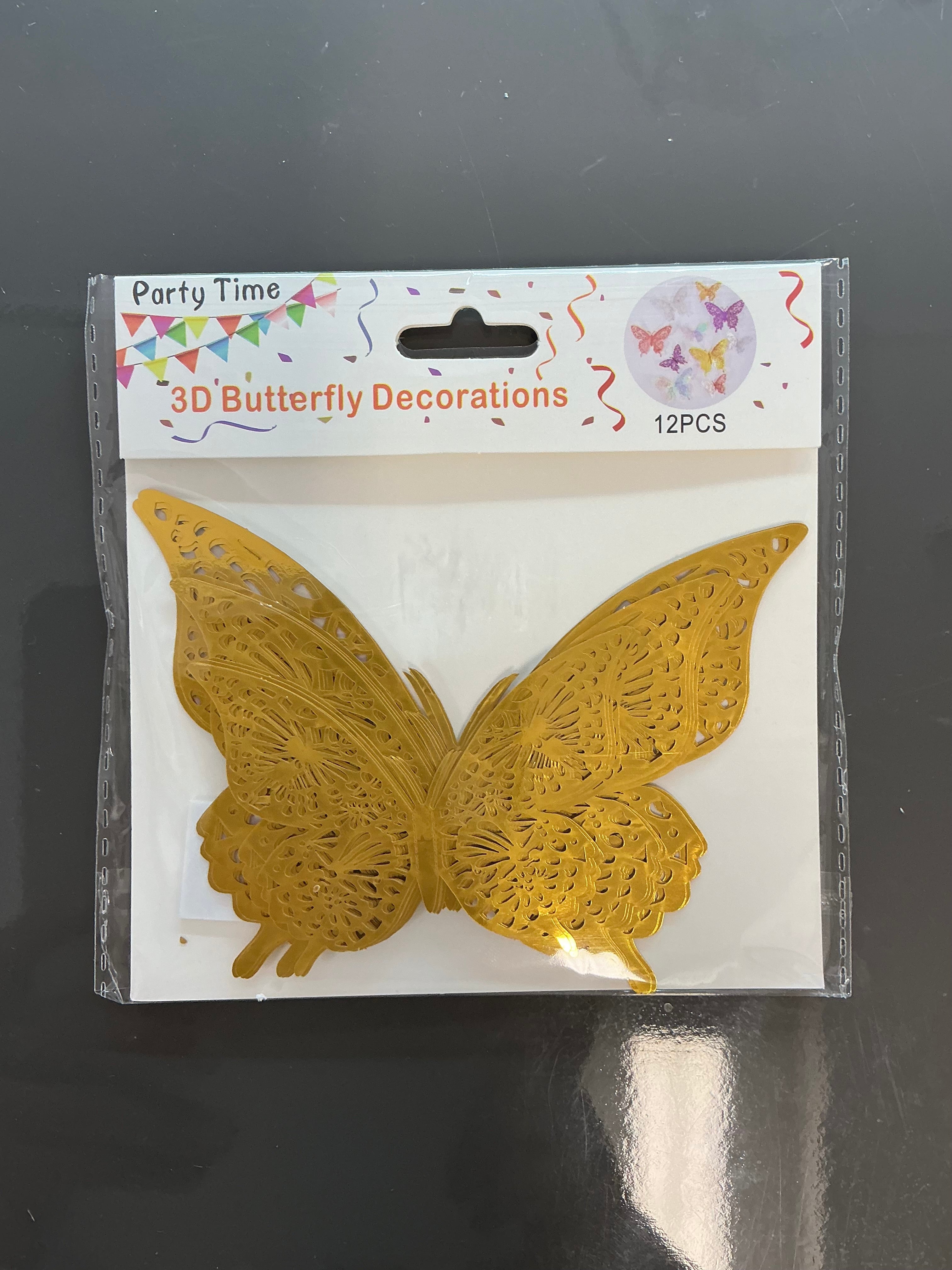12pcs 3D Gold Butterfly’s
