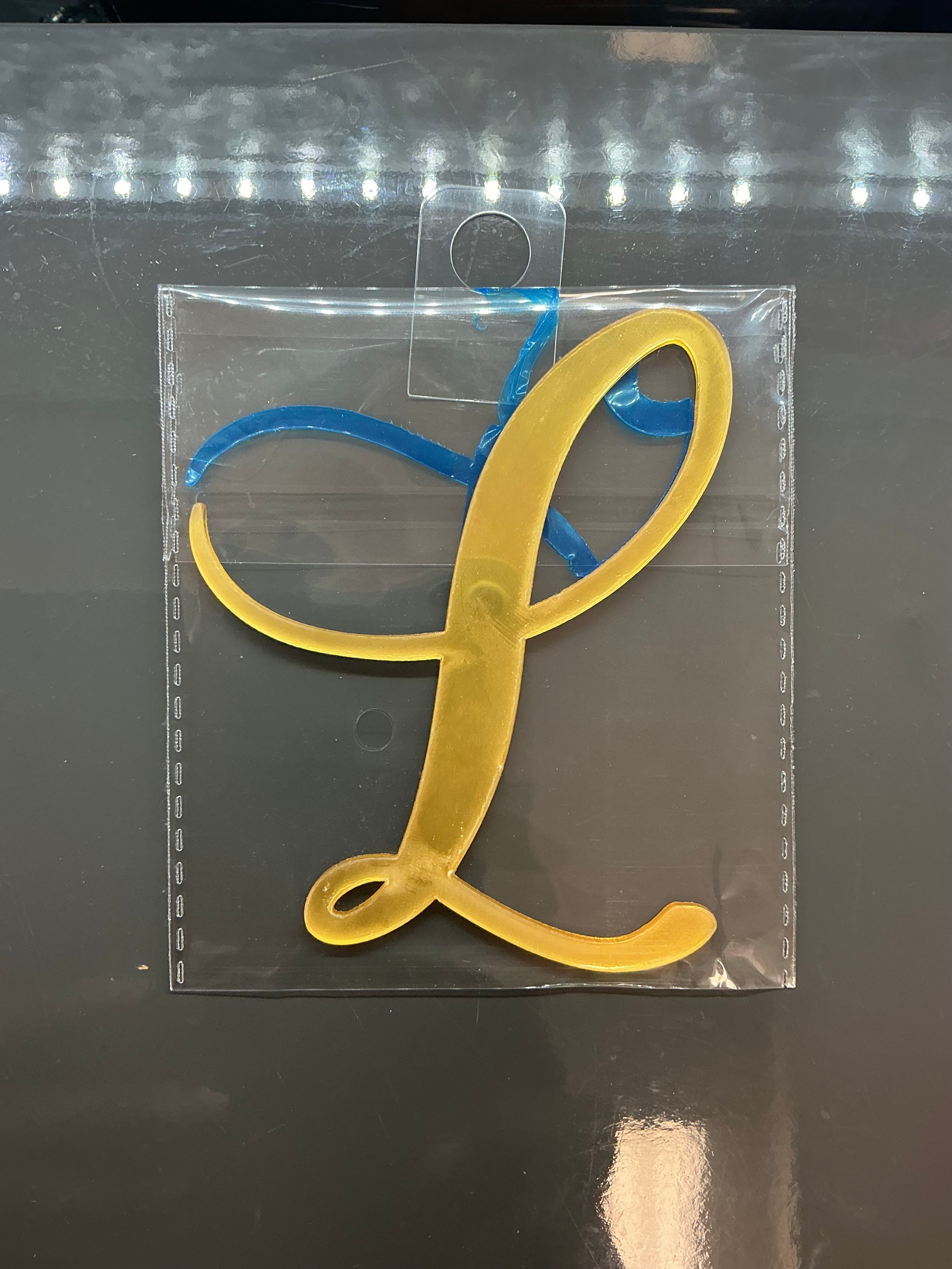 4” Gold Cursive Letter Topper-L