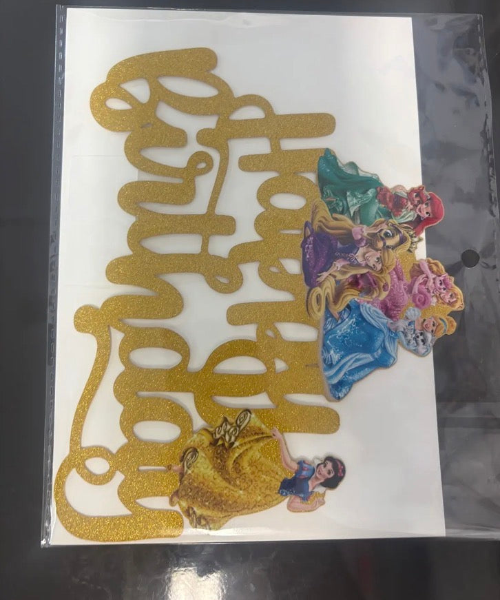 Cake Topper- Princess Happy Birthday