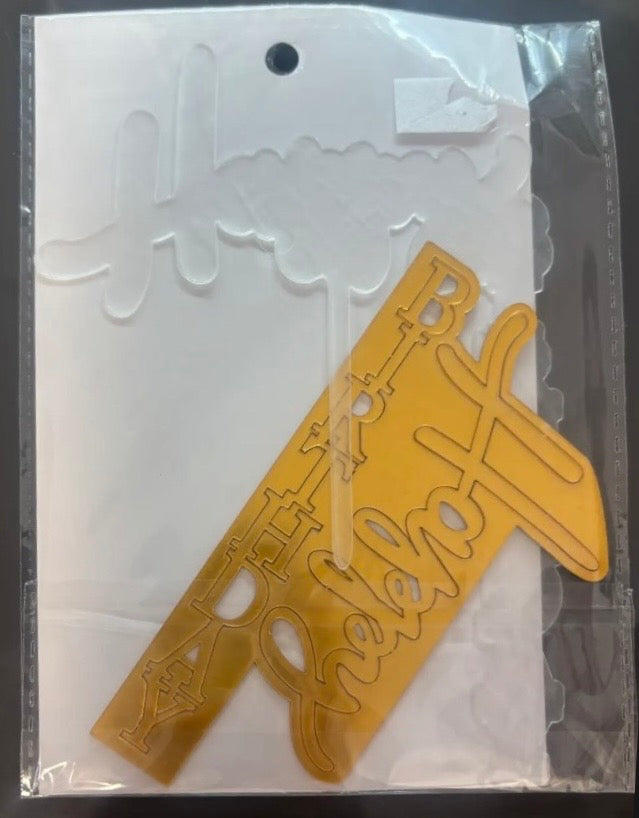 Cake Topper-Sm Gold Happy Birthday
