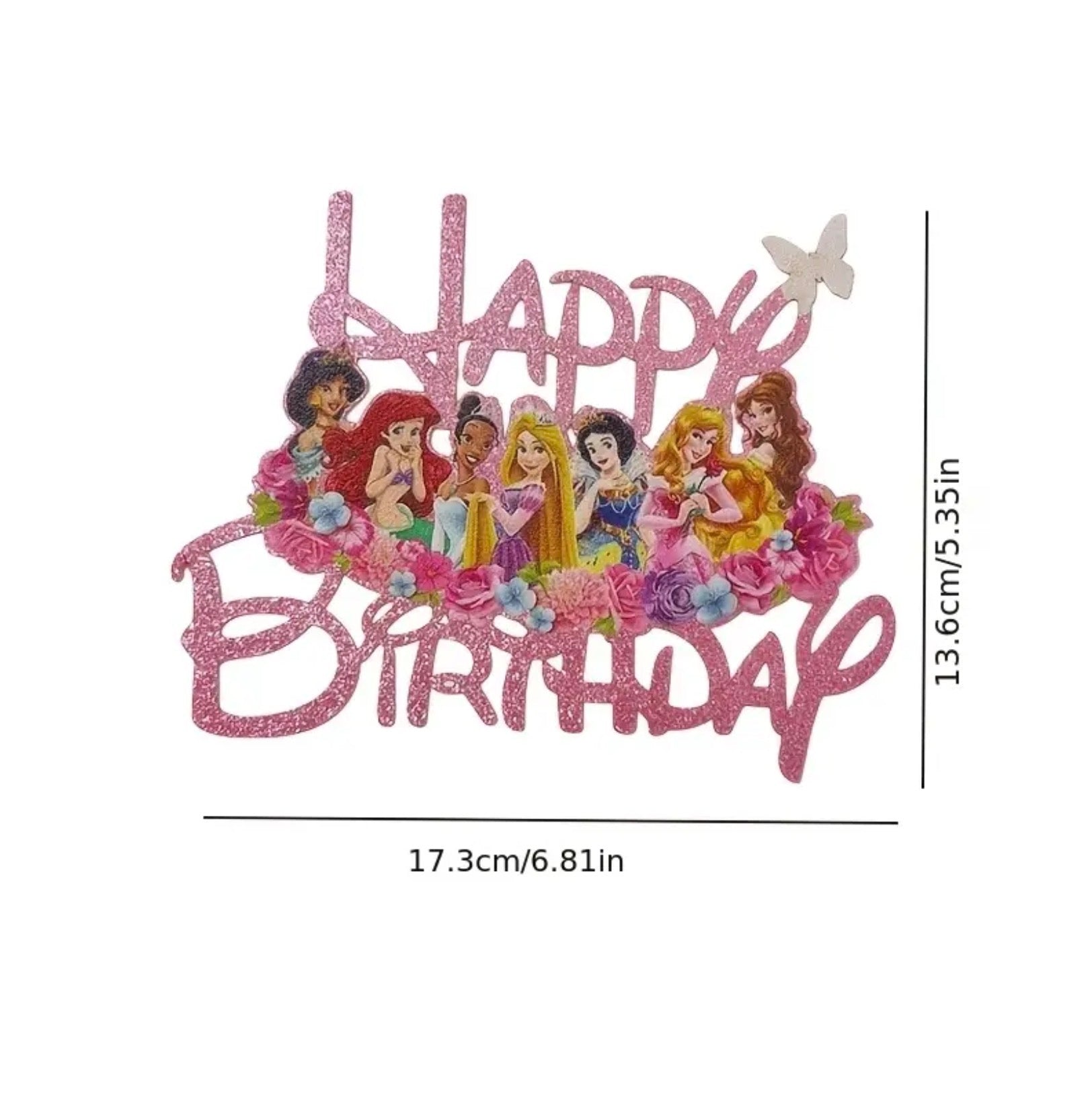 Cake Topper-Princess Happy Birthday-2