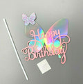 Cake Topper-Pink Butterfly Happy Birthday