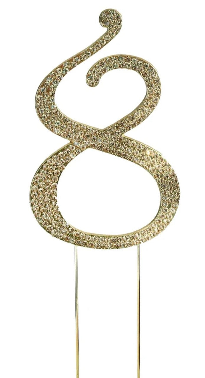 Gold Rhinestone Number-8