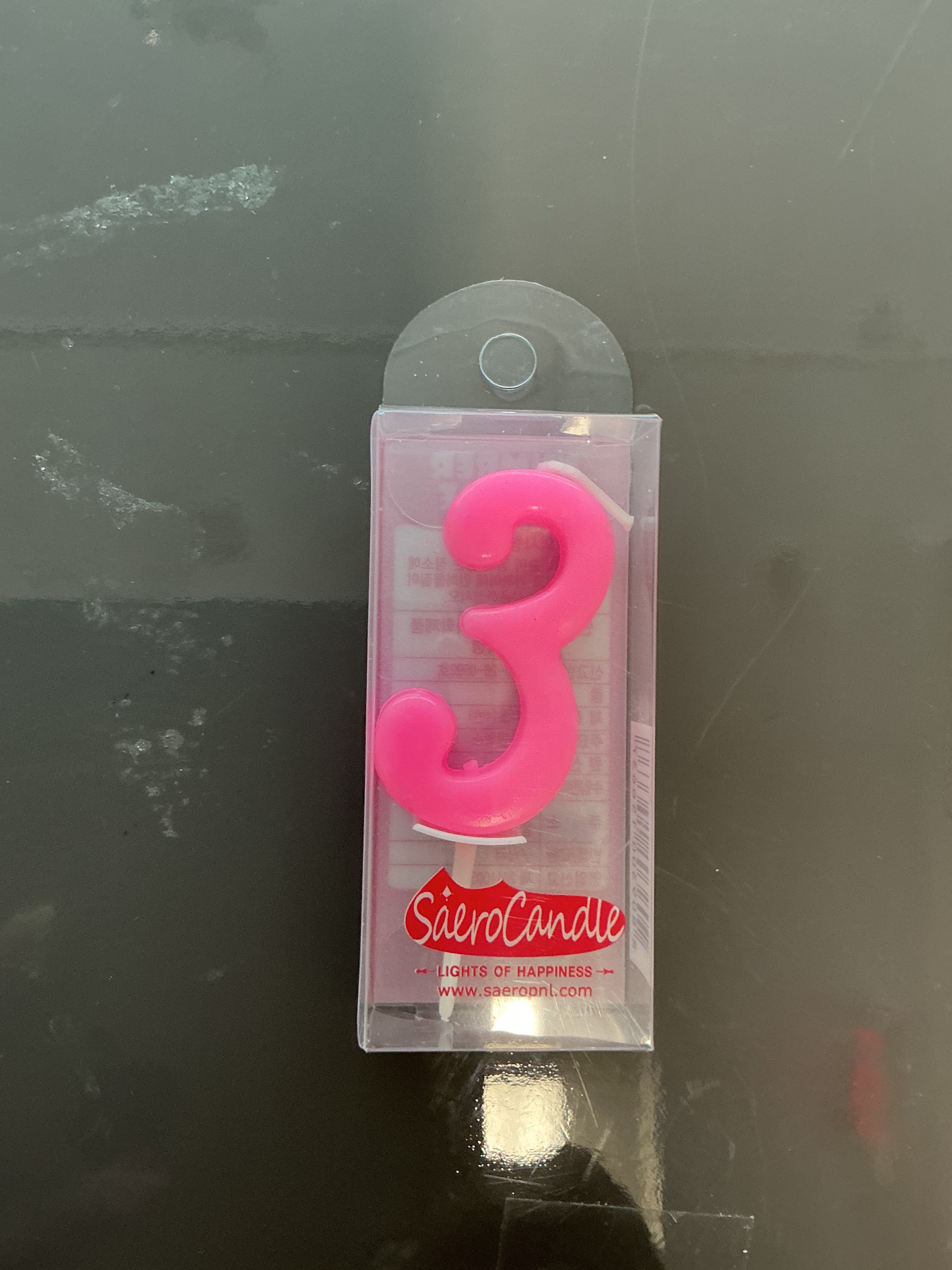 Number candle-Pink 3