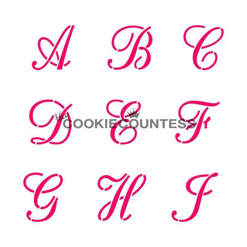 Alphabet Script 1" Letter Stencil Set