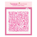 Hearts Wood Grain Pattern Stencil