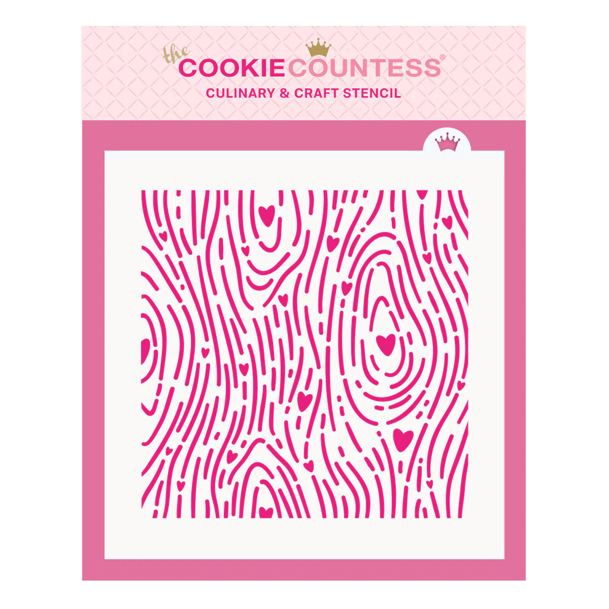 Hearts Wood Grain Pattern Stencil