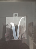 4” Silver Cursive Letter Topper-V