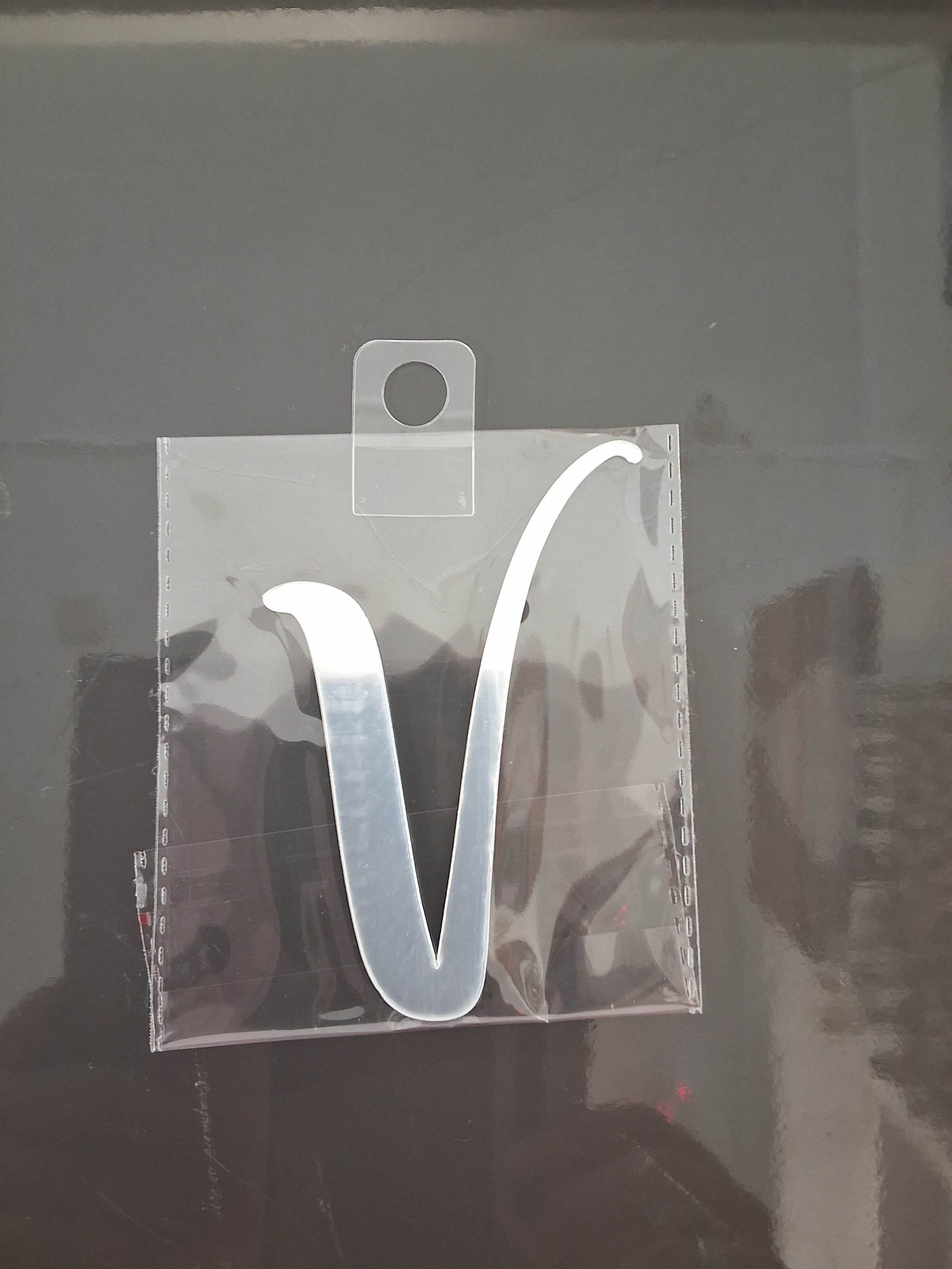 4” Silver Cursive Letter Topper-V