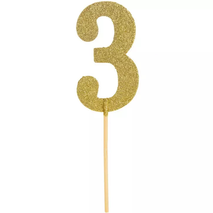 5.5" Gold Glitter Number Topper-3