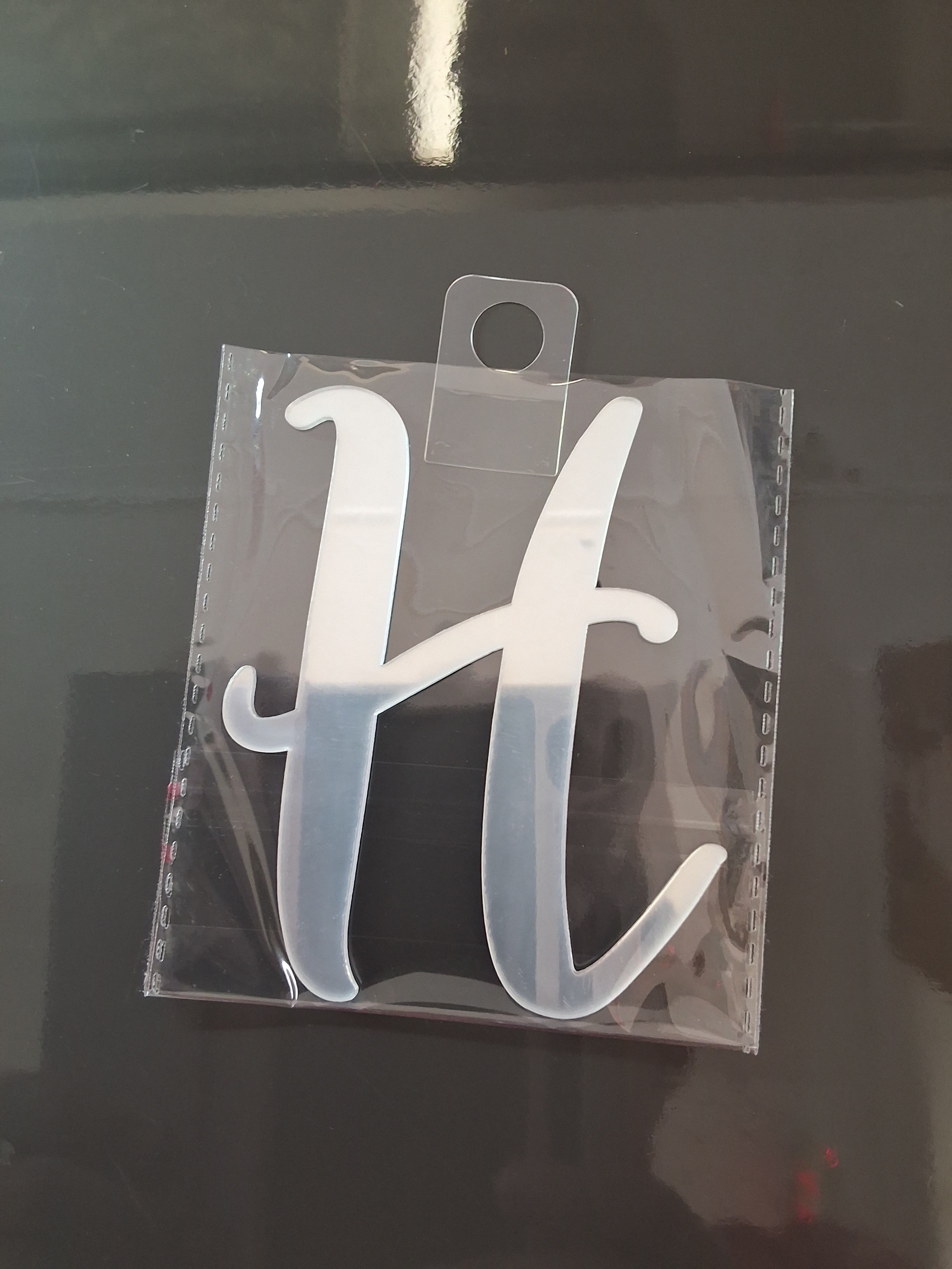 4” Silver Cursive Letter Topper-H