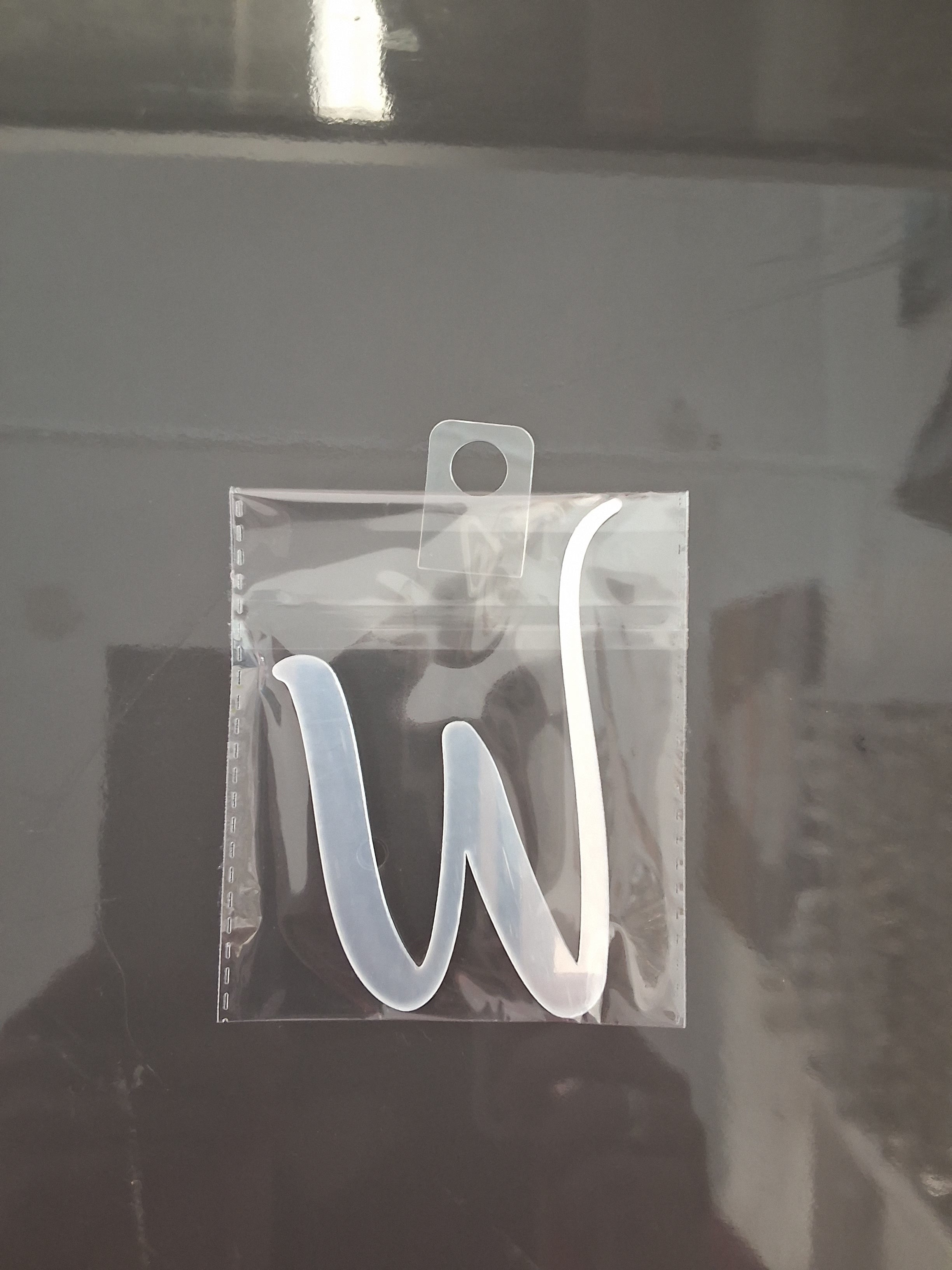 4” Silver Cursive Letter Topper-W