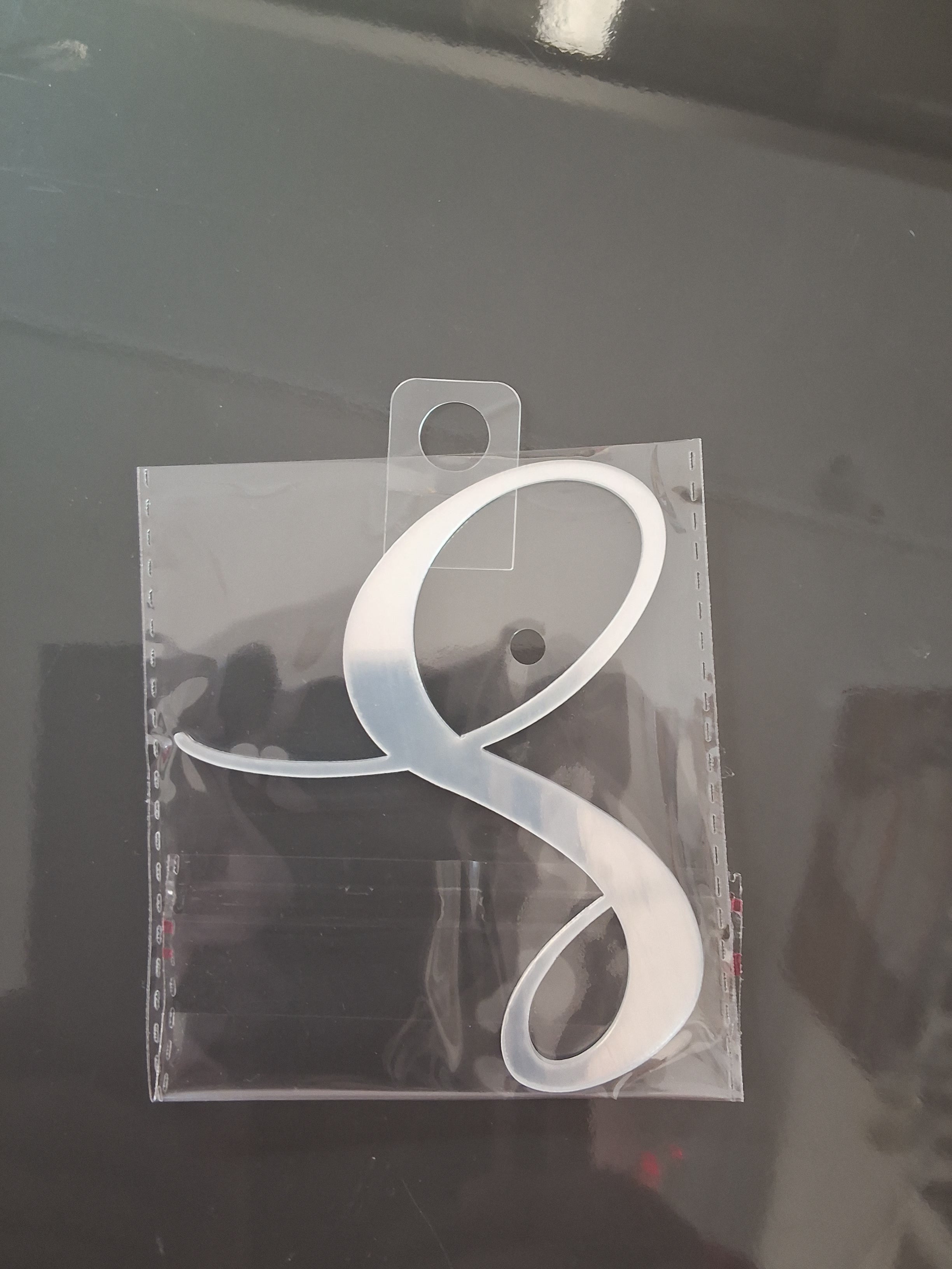 4” Silver Cursive Letter Topper-S