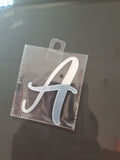 4” Silver Cursive Letter Topper-A