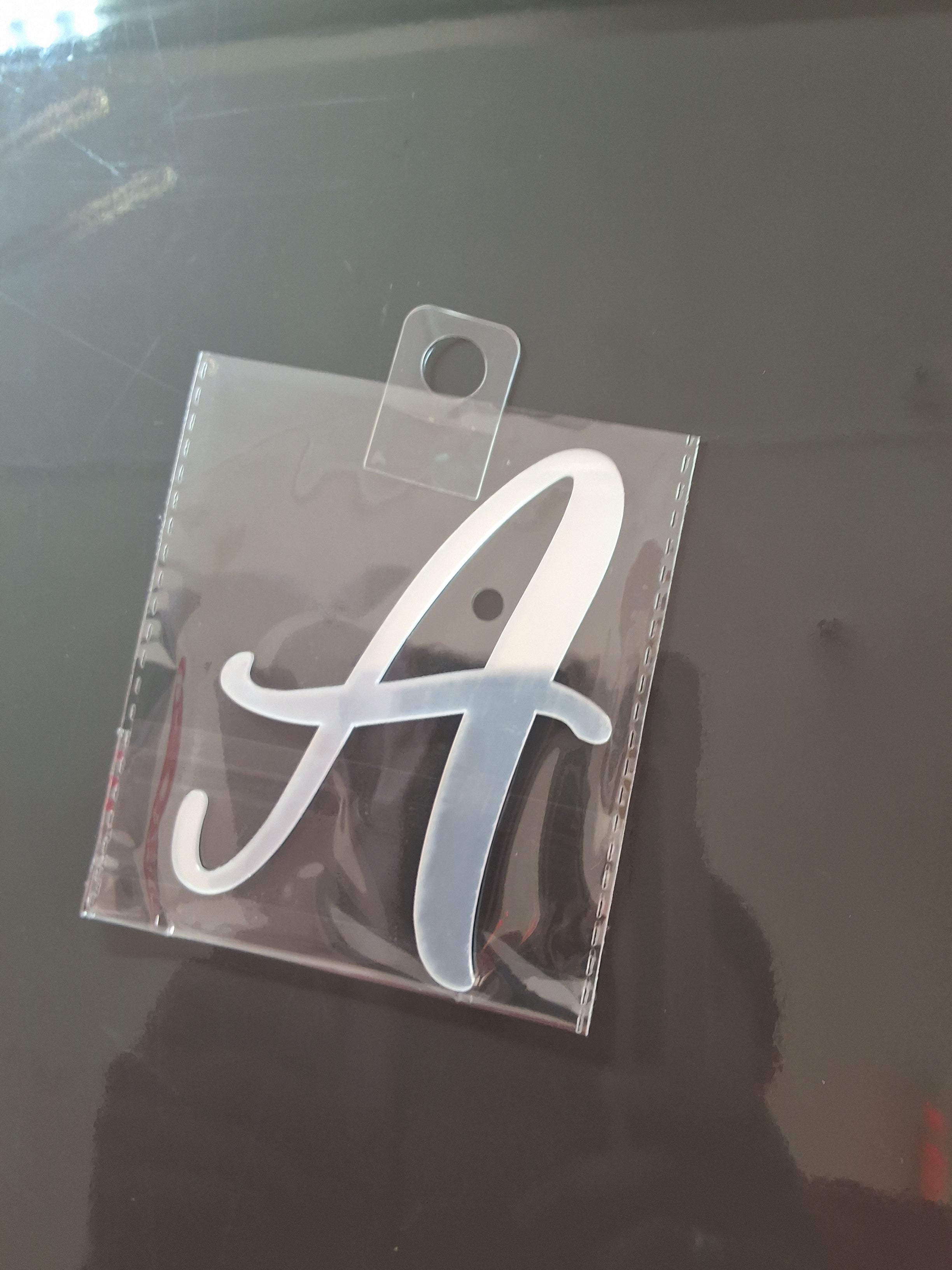 4” Silver Cursive Letter Topper-A
