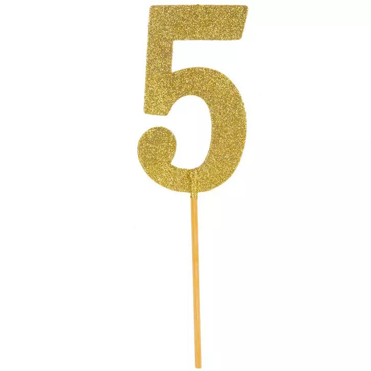 5.5" Gold Glitter Number Topper-5
