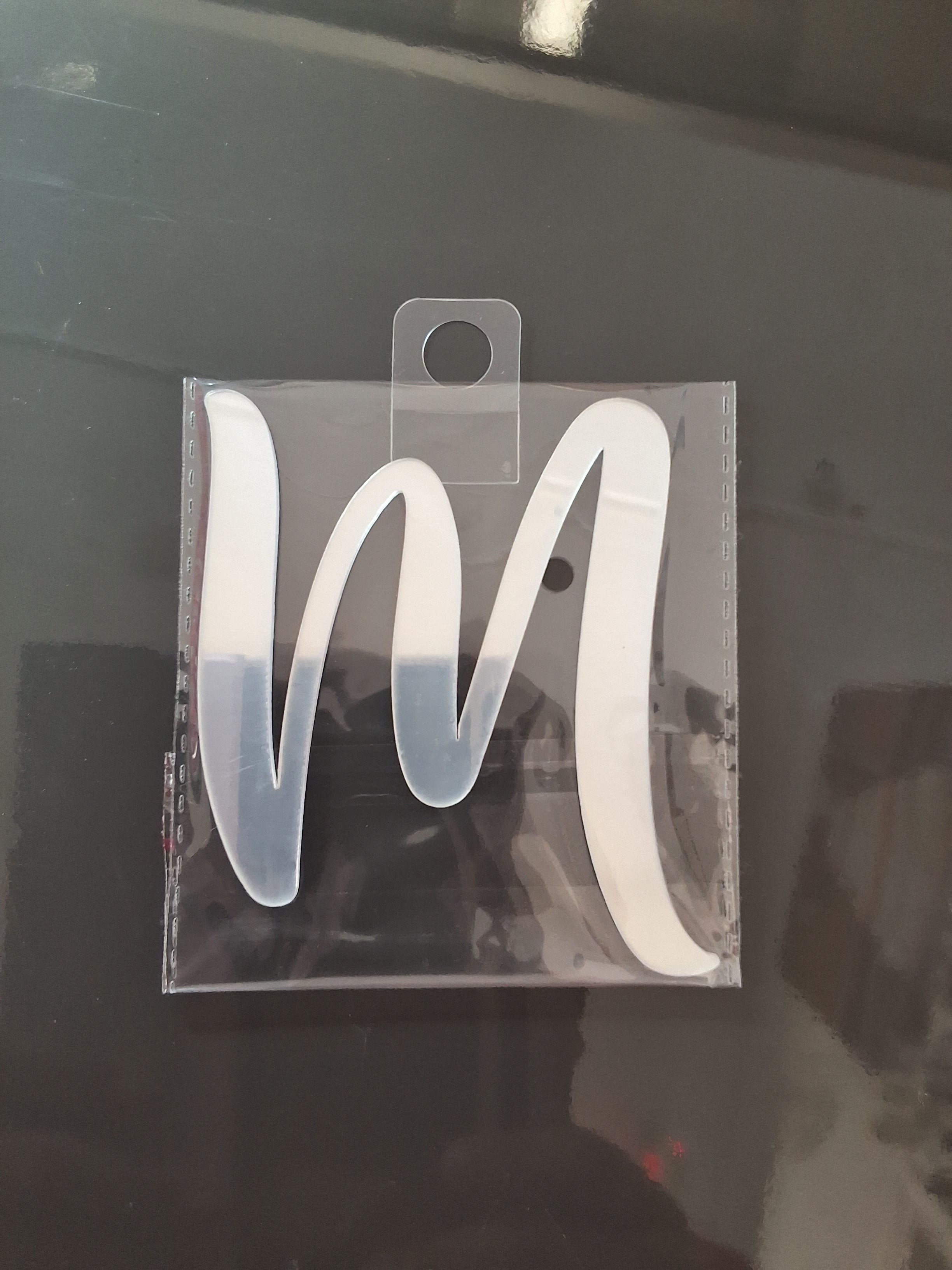 4” Silver Cursive Letter Topper-M