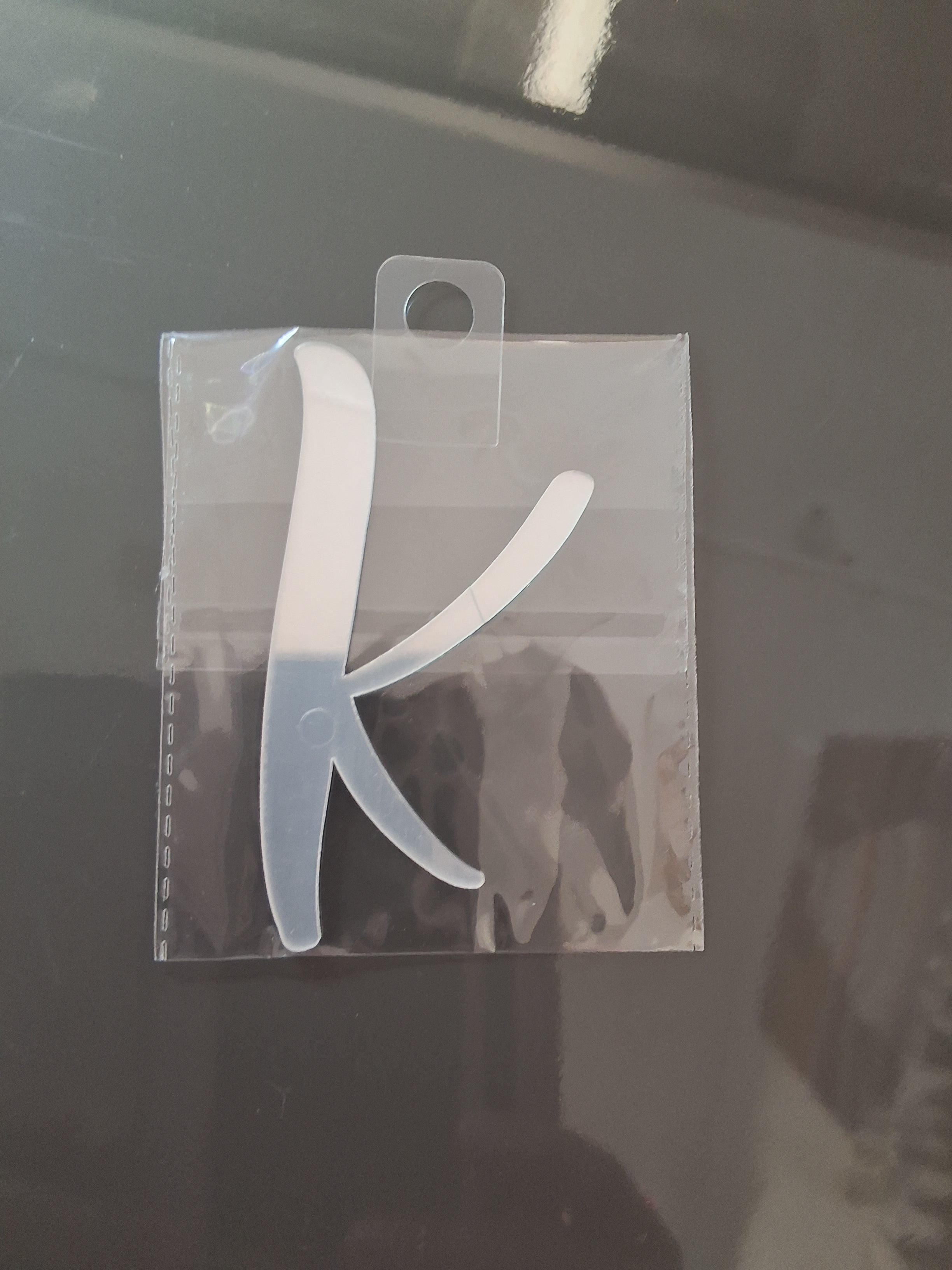4” Silver Cursive Letter Topper-K