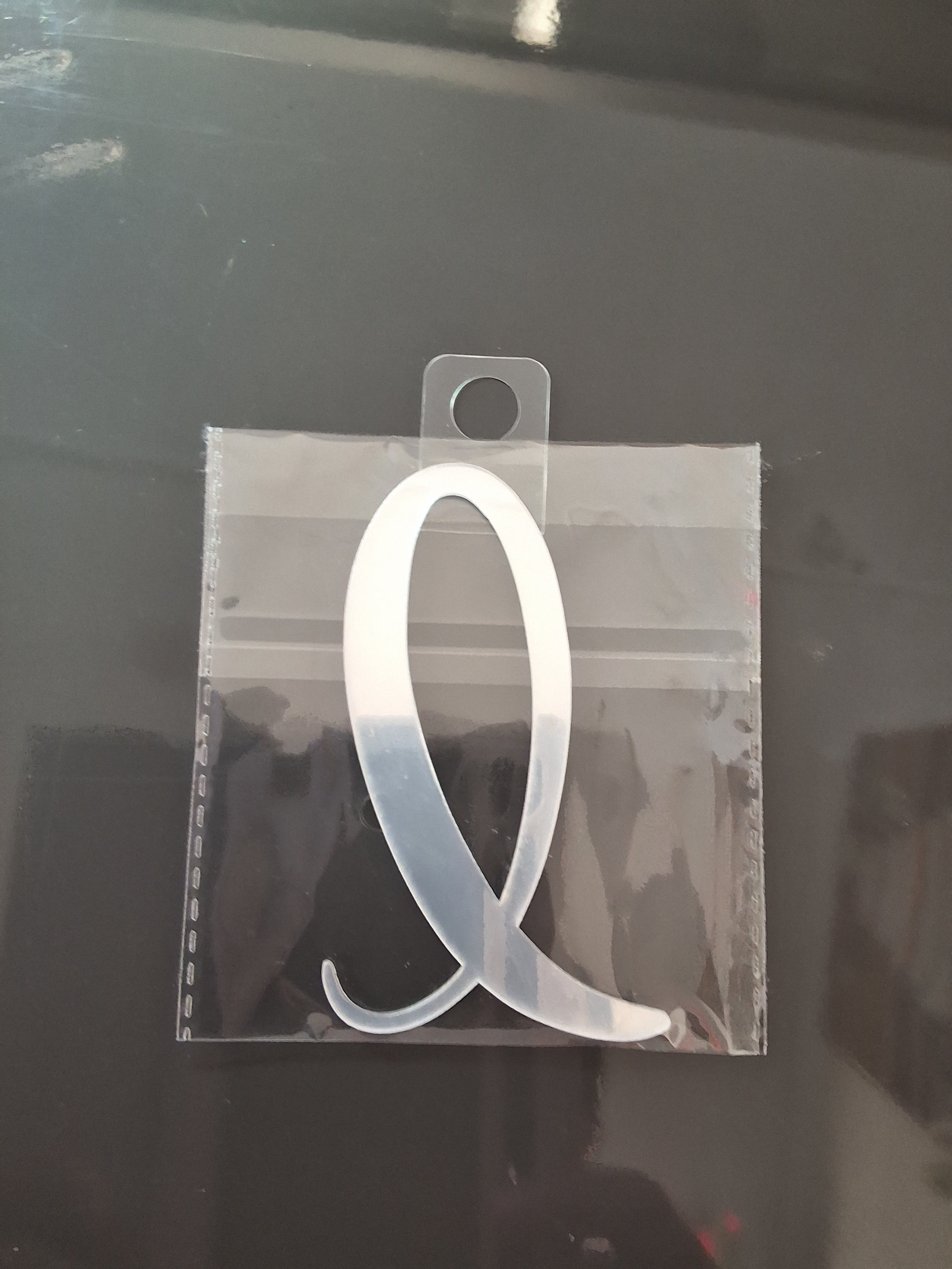 4” Silver Cursive Letter Topper-L