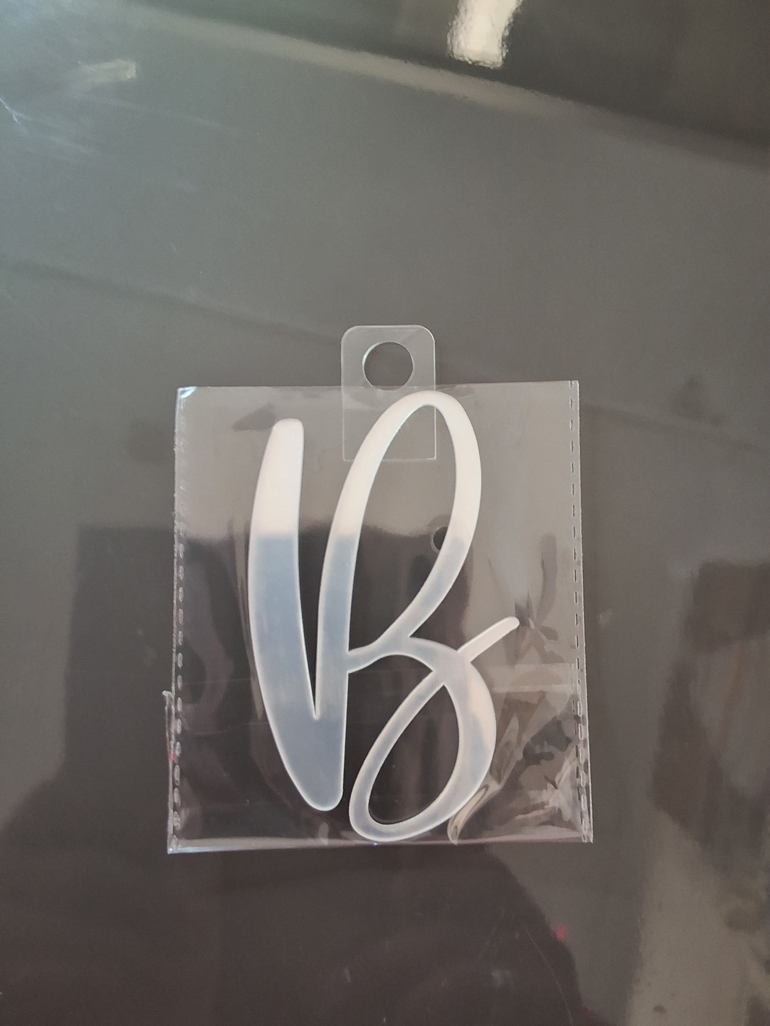 4” Silver Cursive Letter Topper-B