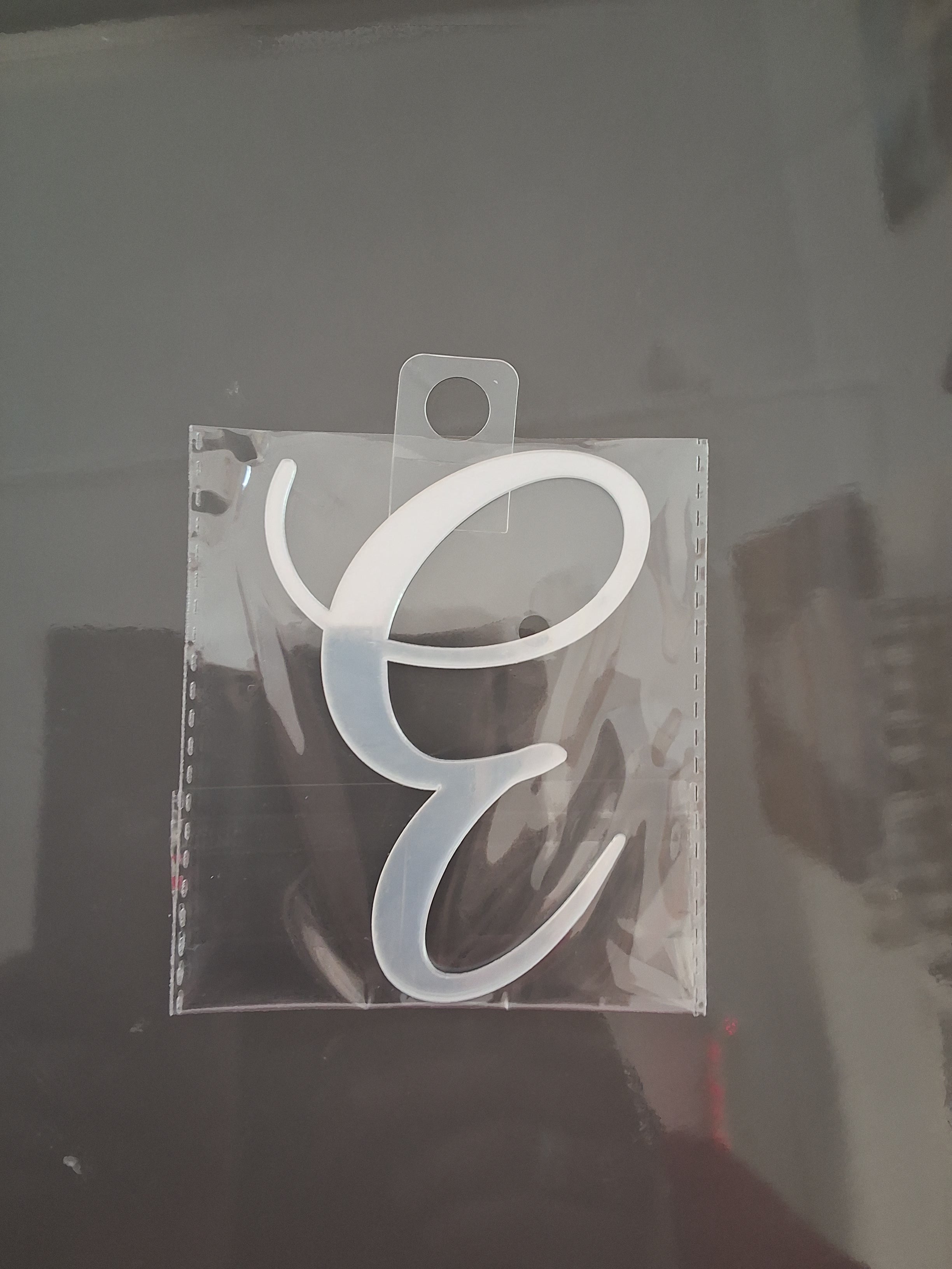 4” Silver Cursive Letter Topper-E