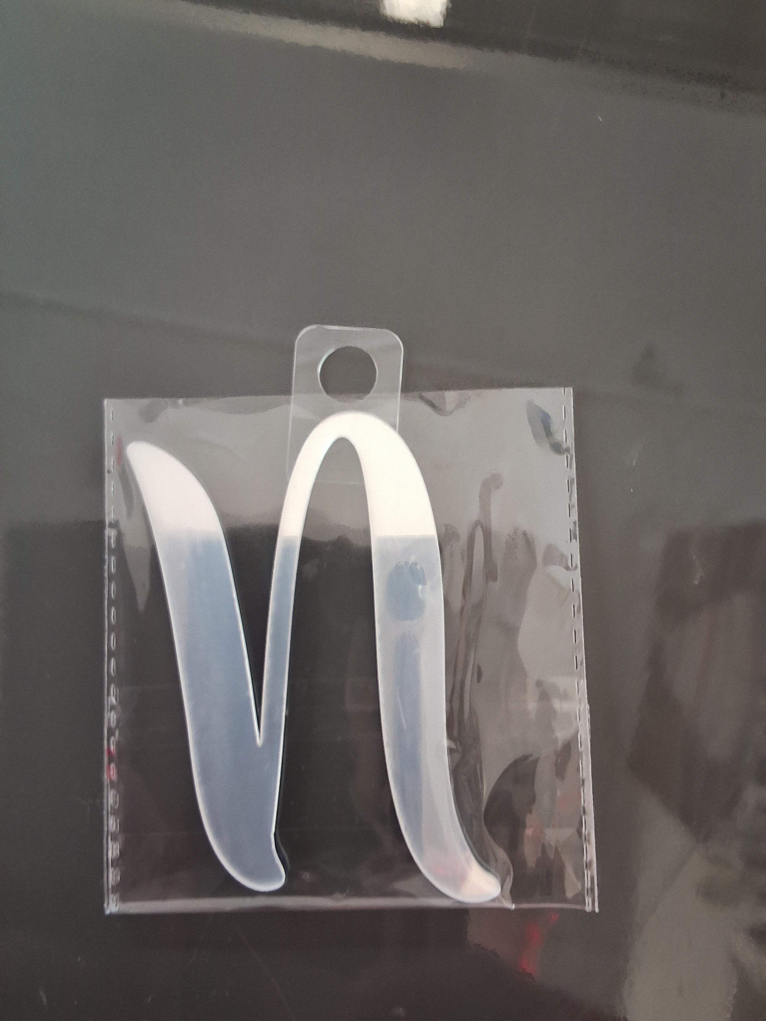 4” Silver Cursive Letter Topper-N