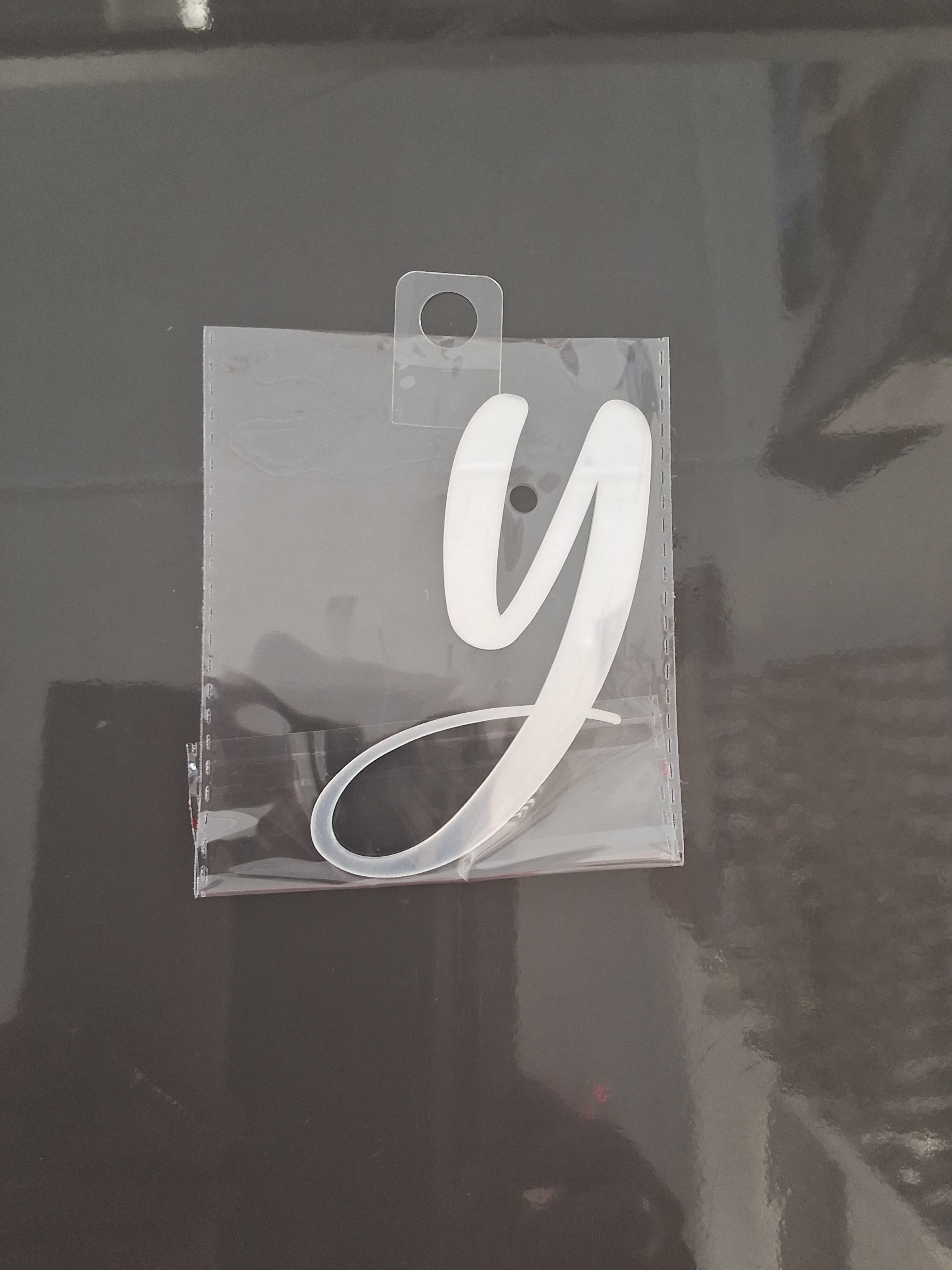 4” Silver Cursive Letter Topper-Y