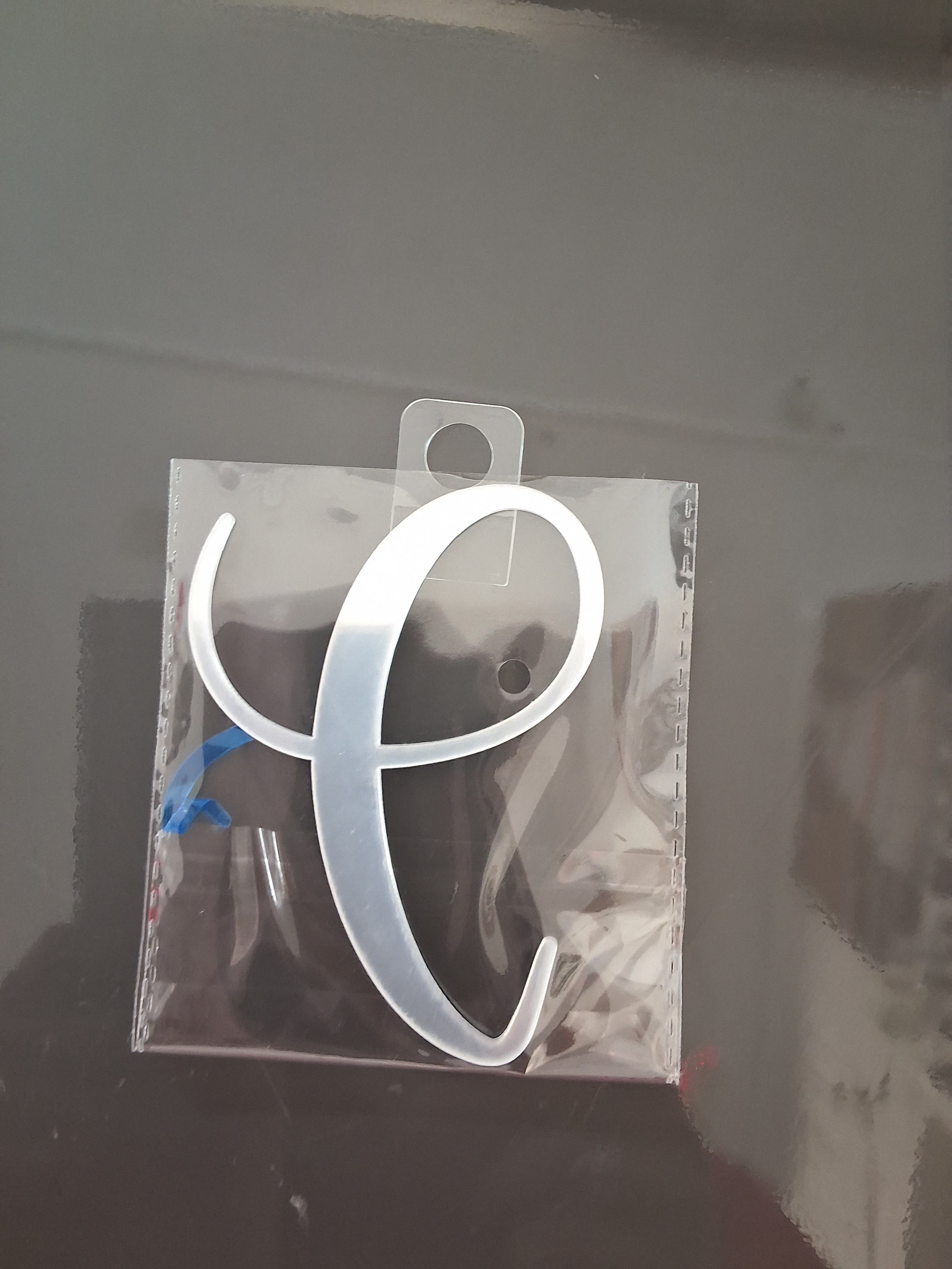 4” Silver Cursive Letter Topper-C